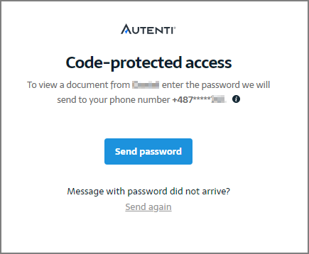 How to open a secure document with an SMS code?
